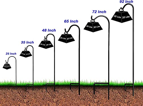 Ashman Black Shepherd Hook 48 Inch (2 Pack), 10MM Thick, Super Strong, Rust Resistant Steel Hook Ideal for Use at Weddings, Hanging Plant Baskets, Solar Lights, Lanterns, Bird Feeders.