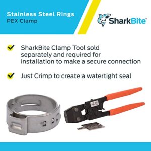 SharkBite 3/4 Inch Clamp Ring, Pack of 100, Stainless Steel Plumbing Fitting, PEX Pipe, PE-RT, UC955CP100