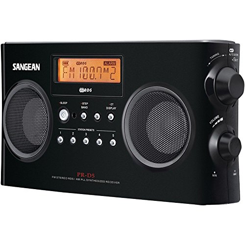 Sangean All in One Compact Portable Digital AM/FM Radio with Built-in Stereo Speaker, Earphone Jack, Alarm Clock Plus 6ft Aux Cable to Connect Any iPod, iPhone or Mp3 Digital Audio Player