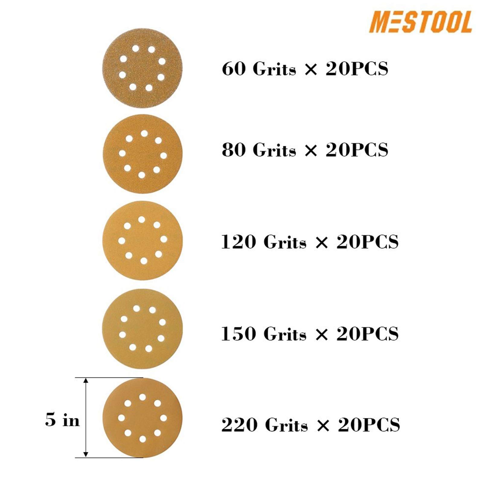 Mestool 58-AP 100 per box include 60 80 120 150 and 220 GRITS