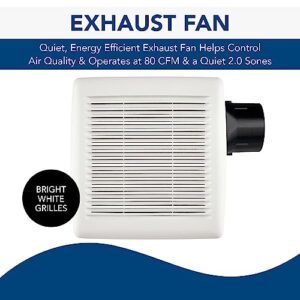 Broan-NuTone A80 Ventilation Fan with Roomside Installation, 80 CFM, 2.0 Sones White