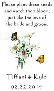 wedding/bridal wildflower seed packet favors(w/seeds) personalized 100 qty-butterflies/daisies design