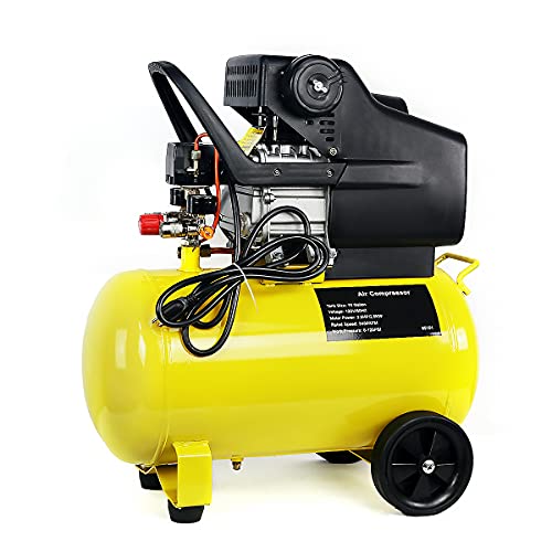 Stark USA 3.5HP Portable 10 Gallons Air Compressor Tank Ultra Quiet Horizontal Tank Adjustable Pressure with Built-in Wheel