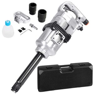 goplus 1” impact wrench, air impact gun with 1-1/2" & 1-5/8" sockets, 6 inch extended anvil, 1/2" npt air inlet, carrying case, pneumatic impact gun for car truck tire, max torque output 1900 ft