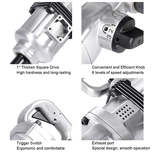 Goplus 1” Impact Wrench, Air Impact Gun with 1-1/2" & 1-5/8" Sockets, 6 Inch Extended Anvil, 1/2" NPT Air Inlet, Carrying Case, Pneumatic Impact Gun for Car Truck Tire, Max Torque Output 1900 ft