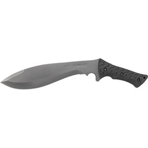 schrade schf48 jethro 18in s.s. full tang fixed blade knife with 11.9in drop point recurve blade and tpe handle for outdoor survival, camping and edc