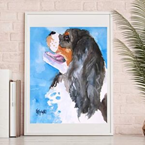 Cavalier King Charles Spaniel Art Print | Cav KC Gifts | From Original Painting by Ron Krajewski | Hand Signed Artwork in 8x10” and 11x14” Sizes