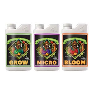 advanced nutrients ph perfect grow, micro, bloom 4l, 3-part base nutrient, 4 liters each