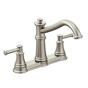 moen 7250srs belfield traditional two handle high arc kitchen faucet, spot resist stainless