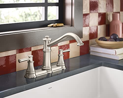 Moen 7250SRS Belfield Traditional Two Handle High Arc Kitchen Faucet, Spot Resist Stainless