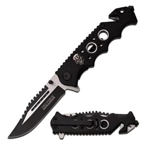 tac force tf-809bk spring assist folding knife, two-tone blade, black handle, 4.5-inch closed