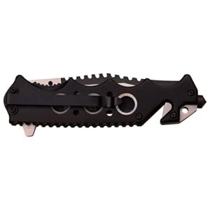 TAC Force TF-809BK Spring Assist Folding Knife, Two-Tone Blade, Black Handle, 4.5-Inch Closed