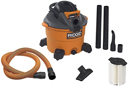 RIDGID Wet Dry Vacuums VAC1200 Heavy Duty Wet Dry Vacuum Cleaner and Blower Vac, 12-Gallon, 5.0 Peak Horsepower Detachable Leaf Blower Vacuum Cleaner with Pro-Grade Hose