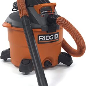 RIDGID Wet Dry Vacuums VAC1200 Heavy Duty Wet Dry Vacuum Cleaner and Blower Vac, 12-Gallon, 5.0 Peak Horsepower Detachable Leaf Blower Vacuum Cleaner with Pro-Grade Hose