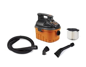 ridgid wet dry vacuums vac4000 powerful and portable vacuum cleaner, includes 4-gallon, 5.0 peak horsepower wet dry auto vacuum cleaner for car, dusting brush, car nozzle, and claw nozzle