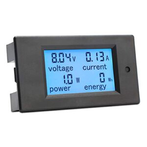 drok digital multimeter dc 6.5-100v 20a voltage amperage power energy meter, dc volt amp tester gauge monitor lcd digital display with built-in shunt