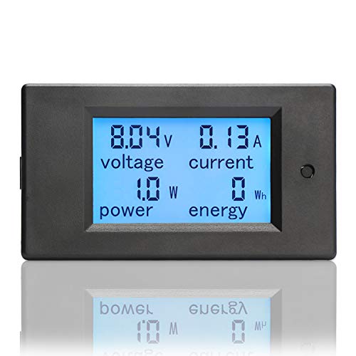 DROK Digital Multimeter DC 6.5-100V 20A Voltage Amperage Power Energy Meter, DC Volt Amp Tester Gauge Monitor LCD Digital Display with Built-in Shunt