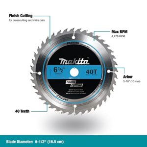 Makita T-01410 6-1/2" 40T Carbide-Tipped Circular Saw Blade, Fine Crosscutting