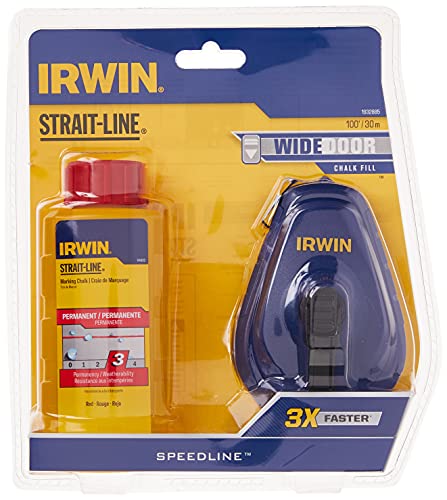 IRWIN STRAIT-LINE Chalk Line, Speedline Reel, Red, 100 ft. (1932885),2 Piece Set