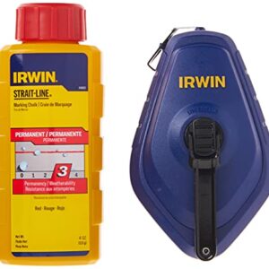 IRWIN STRAIT-LINE Chalk Line, Speedline Reel, Red, 100 ft. (1932885),2 Piece Set