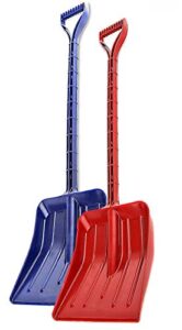 mnm-home extra strong one piece construction, kids/toddler plastic snow – beach sand shovel. two set, red-(girl) blue-(boy). (2, multi)
