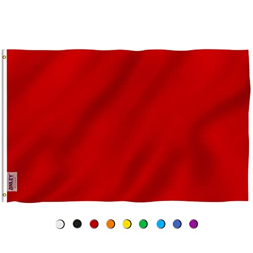 ANLEY Fly Breeze 3x5 Foot Solid Red Flag - Vivid Color and Fade Proof - Canvas Header and Double Stitched - Plain Red Flags Polyester with Brass Grommets 3 X 5 Ft