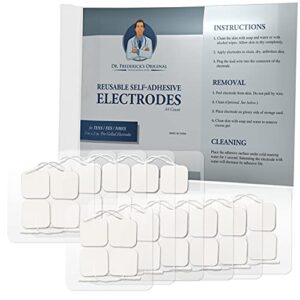 dr. frederick's original 2"x2" reusable self-adhesive tens unit electrodes - 44 pack - heavy gauge leads - pre-gelled for multiple uses - tens - fes - nmes (2x2 inches)