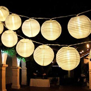 bright zeal 20' long 30 led christmas lanterns string lights battery powered - indoor outdoor 3" white silk-like cloth lantern string lights christmas tree bedroom - led hanging lantern string light