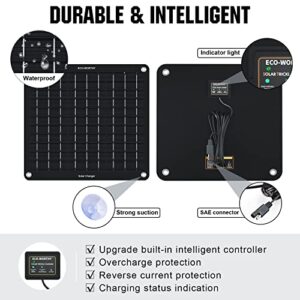 ECO-WORTHY 10W Solar Car Battery Charger Maintainer 12V Waterproof Solar Panel Portable Solar Trickle Charger for Car Truck Boat Lawn Mower RV Trailer Tractor ATV Utility Vehicle Battery