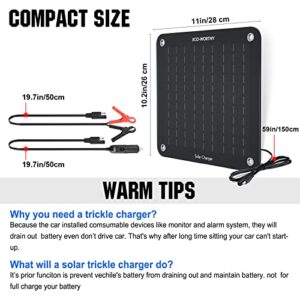 ECO-WORTHY 10W Solar Car Battery Charger Maintainer 12V Waterproof Solar Panel Portable Solar Trickle Charger for Car Truck Boat Lawn Mower RV Trailer Tractor ATV Utility Vehicle Battery