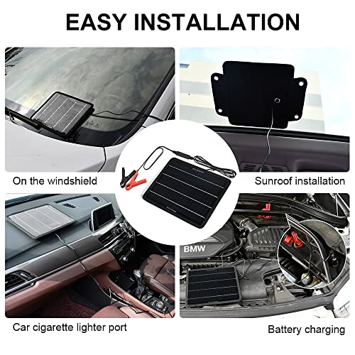 ECO-WORTHY 10W Solar Car Battery Charger Maintainer 12V Waterproof Solar Panel Portable Solar Trickle Charger for Car Truck Boat Lawn Mower RV Trailer Tractor ATV Utility Vehicle Battery