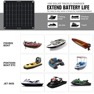 ECO-WORTHY 10W Solar Car Battery Charger Maintainer 12V Waterproof Solar Panel Portable Solar Trickle Charger for Car Truck Boat Lawn Mower RV Trailer Tractor ATV Utility Vehicle Battery