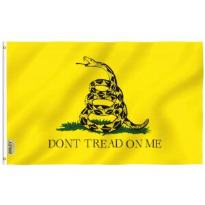 anley fly breeze 3x5 foot don't tread on me flag - vivid color and fade proof - canvas header and double stitched - flags polyester with brass grommets 3 x 5 ft