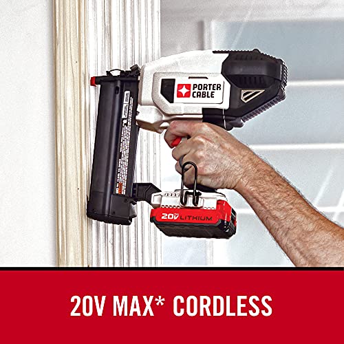 PORTER-CABLE 20V MAX* Cordless Brad Nailer Kit with 1 Battery, 18GA (PCC790LA)