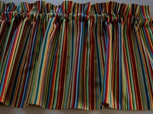 multi-color stripe valance curtain window treatment