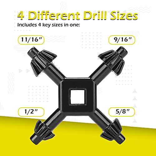 COLIBROX 4-Way Drill Press Chuck Key Universal Combination Hand 1/2" 9/16" 5/8" 11/16"