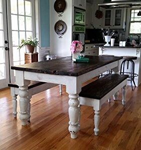 6 Foot heart pine table set