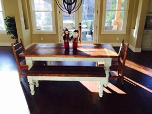 8 foot heart pine farmhouse table set