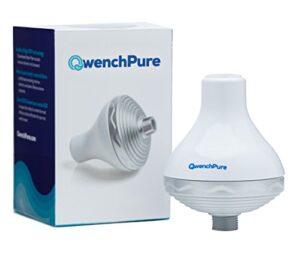 shower filter :: high output :: with advanced carbon free technology uses 100% kdf-55 material (8 oz.) to safely remove chlorine & other contaminants hot or cold by qwenchpure