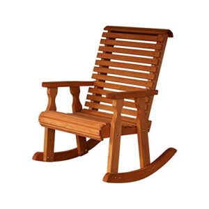 Amish Heavy Duty 600 Lb Roll Back Pressure Treated Rocking Chair (Cedar Stain)