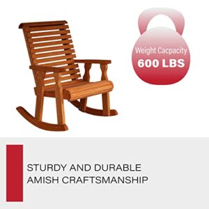 Amish Heavy Duty 600 Lb Roll Back Pressure Treated Rocking Chair (Cedar Stain)