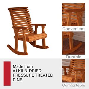 Amish Heavy Duty 600 Lb Roll Back Pressure Treated Rocking Chair (Cedar Stain)