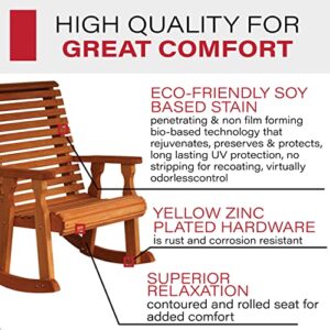 Amish Heavy Duty 600 Lb Roll Back Pressure Treated Rocking Chair (Cedar Stain)