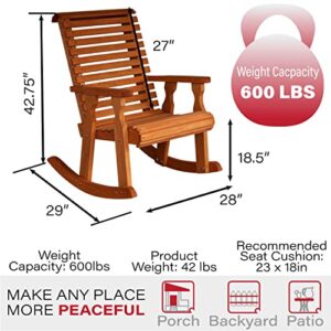 Amish Heavy Duty 600 Lb Roll Back Pressure Treated Rocking Chair (Cedar Stain)