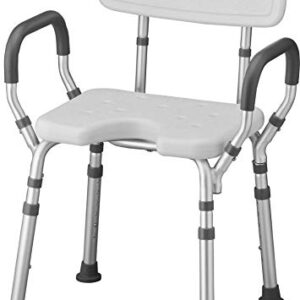 NOVA Medical Products Shower & Bath Chair with Back & Arms & Hygienic Design, White, 1 Count