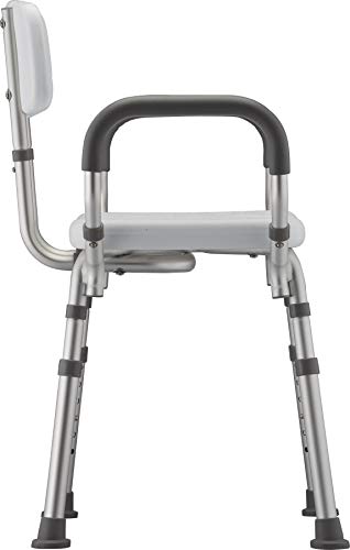 NOVA Medical Products Shower & Bath Chair with Back & Arms & Hygienic Design, White, 1 Count