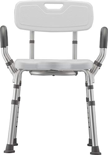 NOVA Medical Products Shower & Bath Chair with Back & Arms & Hygienic Design, White, 1 Count