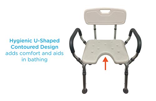 NOVA Medical Products Shower & Bath Chair with Back & Arms & Hygienic Design, White, 1 Count