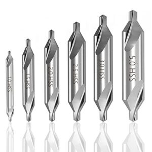 6 pcs hss center drill bits set combined countersinks tool 60 degree angle lathe mill metalworking 5/3/2.5/2/1.5/1mm