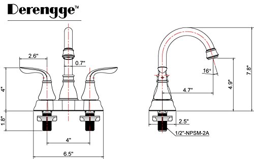 Derengge 045-FS NB Two-Handle Oil Rubbed Bronze Bathroom Faucet with Pop up Drain,cUPC NSF AB1953